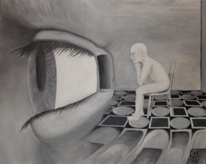 Figure 1: A representation of how those suffering from this disorder feel; as if they are watching themselves from the outside. [15]